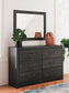 Hollivern Full Panel Bed with Storage, Dresser and Mirror