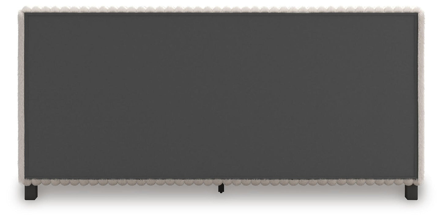Zuraleus California King Upholstered Bed, Dresser, Mirror and Nightstand
