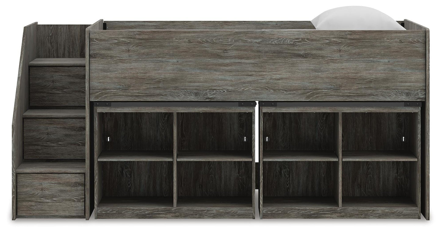 Frandern Twin Loft Bed with Bookcase Storage