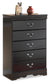 Huey Vineyard Full Sleigh Headboard Bed with Mirrored Dresser, Chest and Nightstand