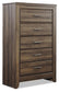 Juararo California King Poster Bed with Mirrored Dresser, Chest and Nightstand