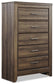 Juararo Queen Panel Bed with Mirrored Dresser, Chest and Nightstand
