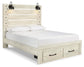 Cambeck Queen Panel Bed with 2 Storage Drawers with Mirrored Dresser