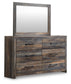Drystan Full Bookcase Bed with 4 Storage Drawers with Mirrored Dresser, Chest and Nightstand