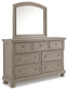 Lettner California King Sleigh Bed with Mirrored Dresser