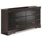 Huey Vineyard Queen Sleigh Bed with Mirrored Dresser and Nightstand