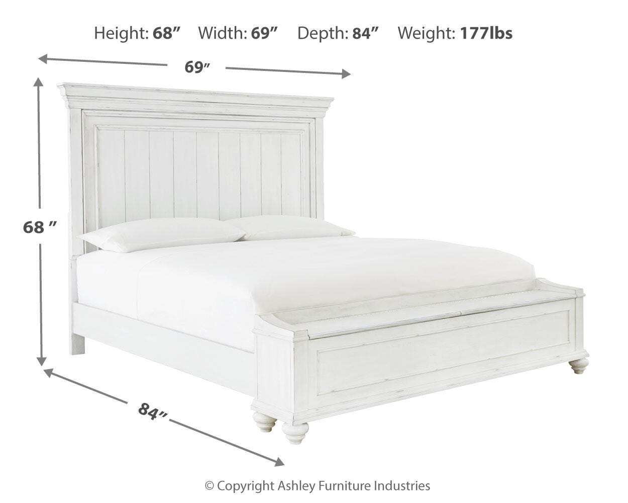Kanwyn Queen Panel Bed with Storage with Mirrored Dresser, Chest and Nightstand