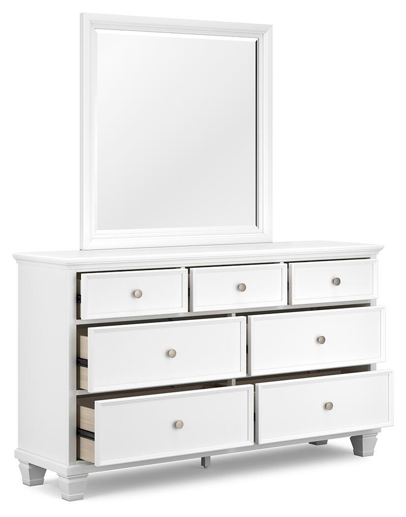 Fortman California King Panel Bed with Mirrored Dresser and Nightstand
