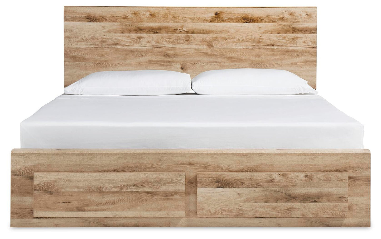 Hyanna King Panel Storage Bed with 2 Under Bed Storage Drawers, Dresser and Mirror