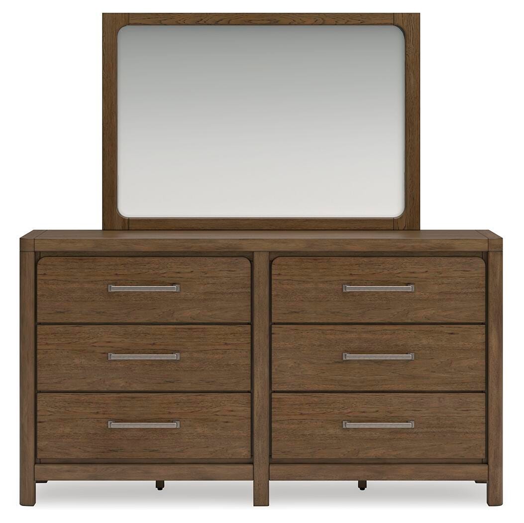 Cabalynn Queen Panel Bed with Storage with Mirrored Dresser
