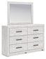 Cayboni Queen Panel Bed with Mirrored Dresser and Nightstand