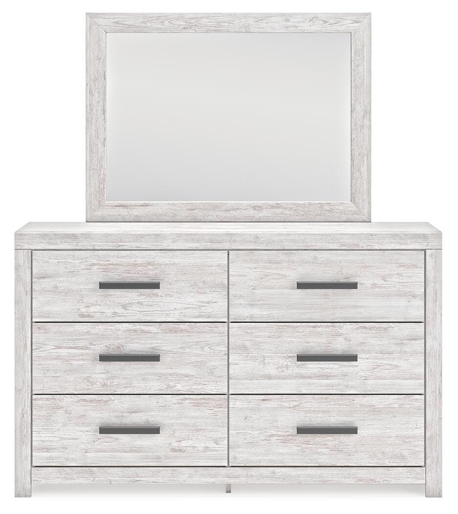 Cayboni Queen Panel Bed with Mirrored Dresser and Nightstand