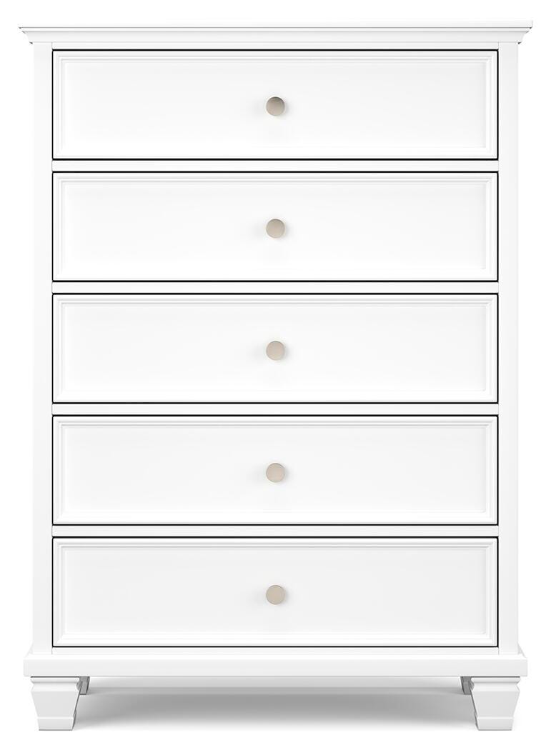 Fortman Queen Panel Bed with Mirrored Dresser, Chest and Nightstand