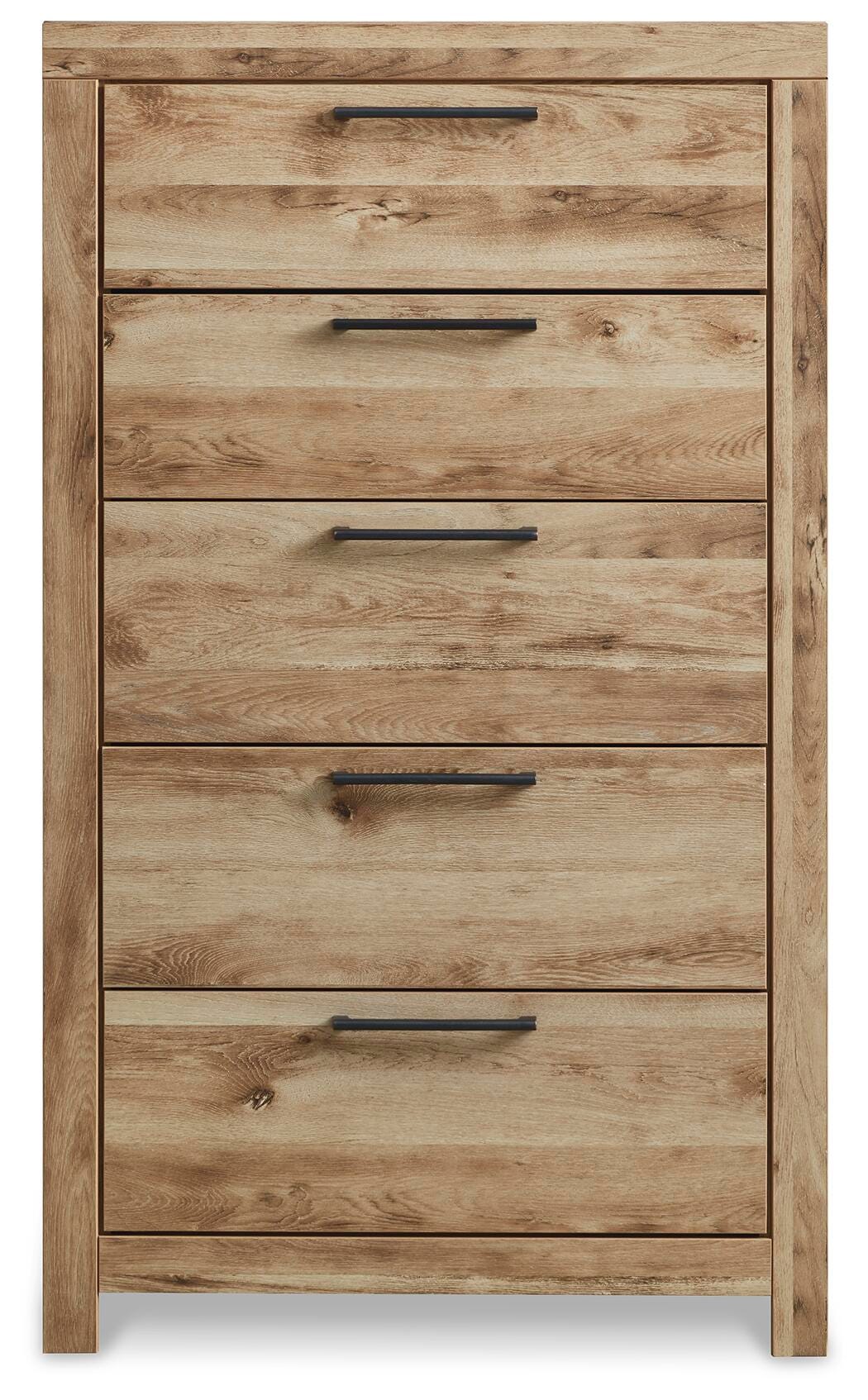 Hyanna Queen Panel Storage Bed with 1 Under Bed Storage Drawer, Dresser, Mirror, Chest and Nightstand
