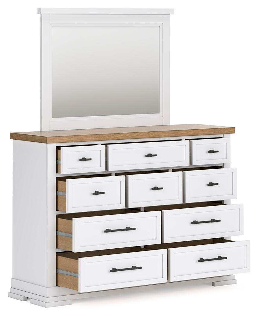 Ashbryn King Panel Storage Bed, Dresser, Mirror, Chest and Nightstand