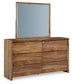 Dressonni California King Panel Bed with Mirrored Dresser