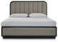 Rowanbeck California King Upholstered Panel Bed, Dresser, Mirror, Chest and Nightstand