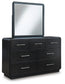 Rowanbeck King Upholstered Panel Bed, Dresser, Mirror, Chest and Nightstand