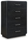 Rowanbeck King Upholstered Panel Bed, Dresser, Mirror, Chest and Nightstand
