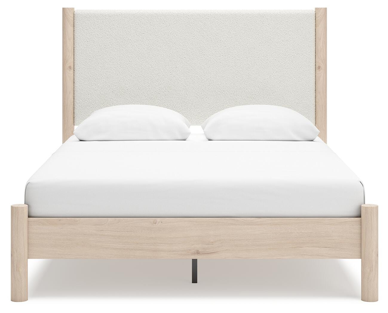 Cadmori Queen Upholstered Panel Bed with Mirrored Dresser