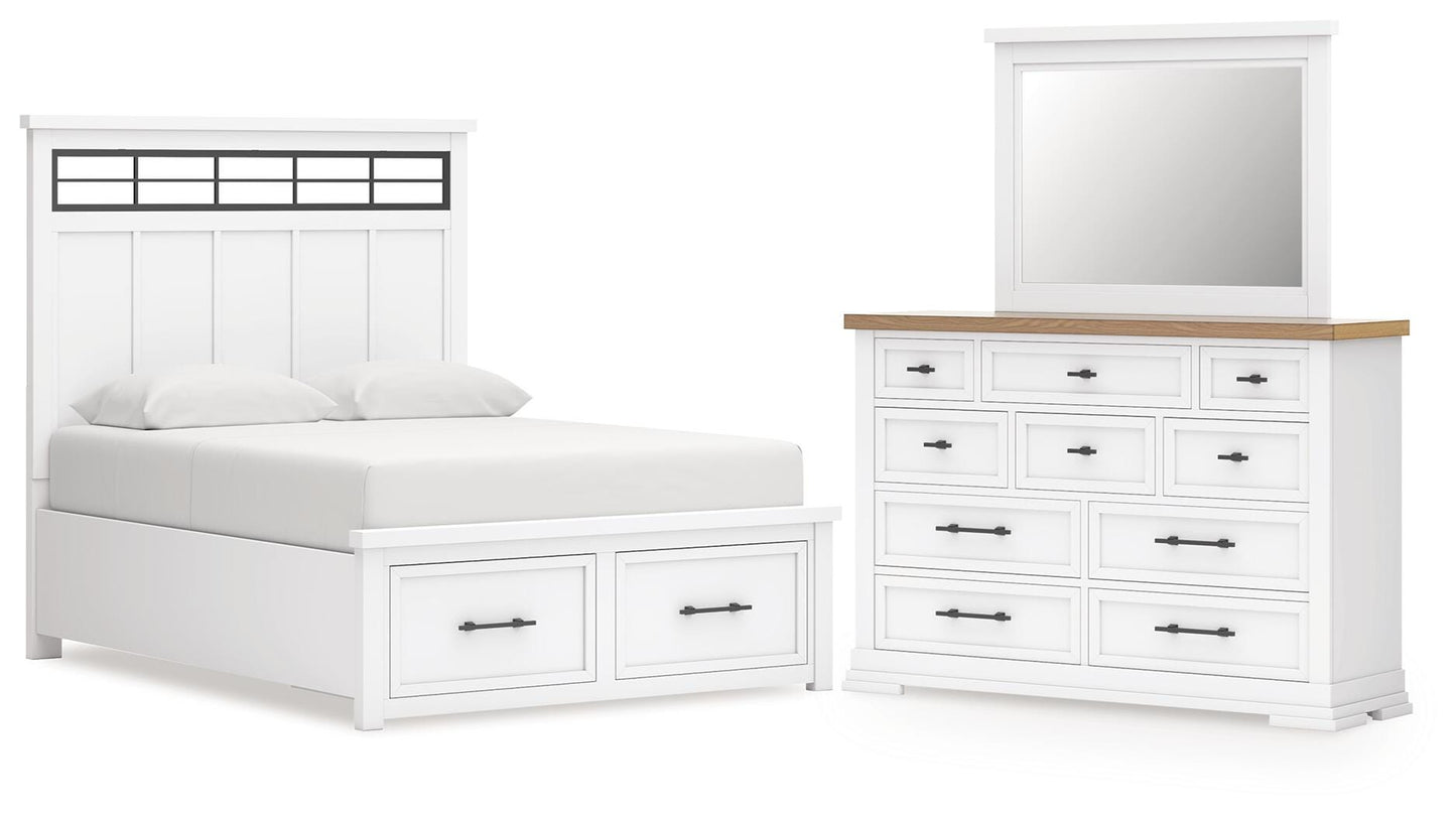 Ashbryn King Panel Storage Bed, Dresser and Mirror