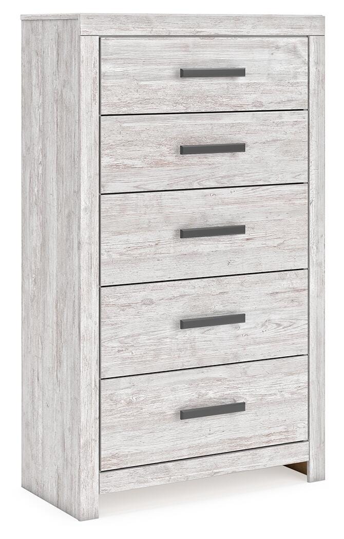 Cayboni King Panel Bed, Dresser, Mirror, Chest and Nightstand