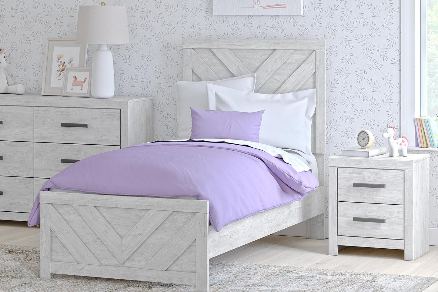 Cayboni Twin Panel Bed, Dresser, Mirror, Chest and Nightstand