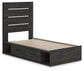 Hollivern Twin Panel Bed with Storage, Dresser, Mirror, Chest and Nightstand