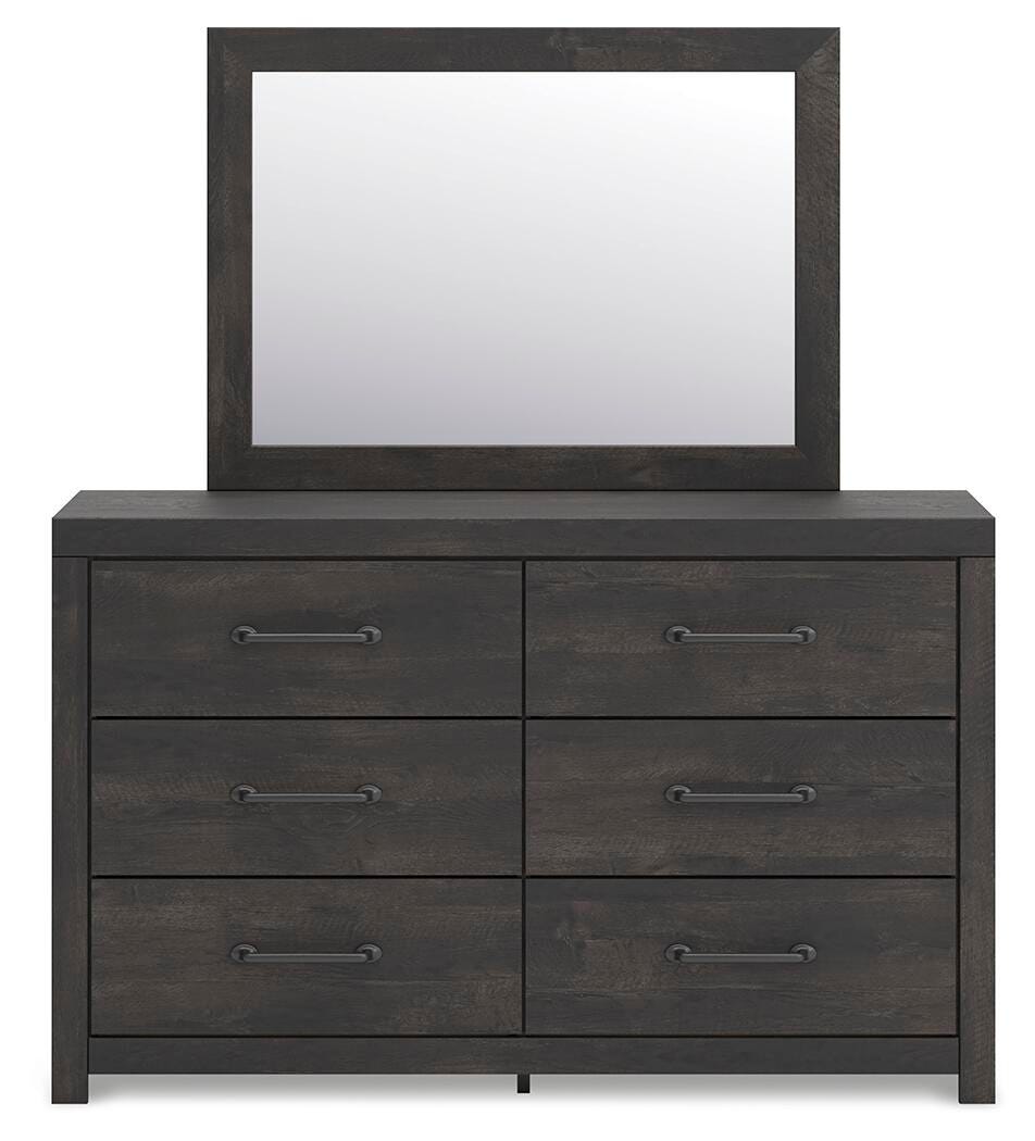Hollivern King Panel Bed, Dresser, Mirror and Nightstand