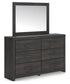 Hollivern Full Panel Bed with Storage, Dresser and Mirror