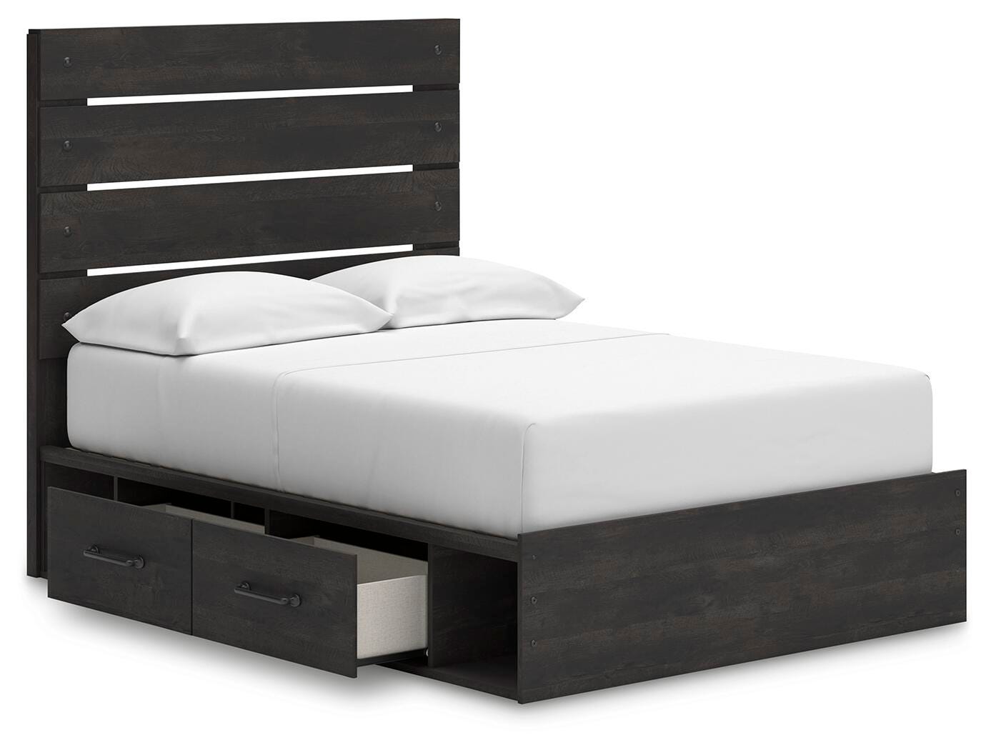 Hollivern Full Panel Bed with Storage, Dresser and Mirror