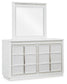Chalanna King Upholstered Storage Bed, Dresser, Mirror and Nightstand