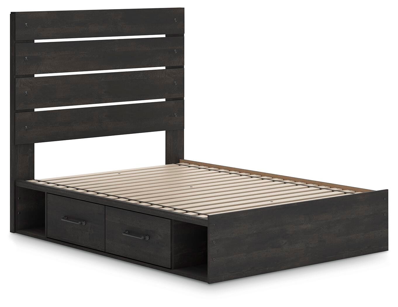 Hollivern Full Panel Bed with Storage, Dresser, Mirror and Nightstand