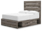 Graystorm Full Panel Bed with Storage, Dresser, Mirror and Nightstand