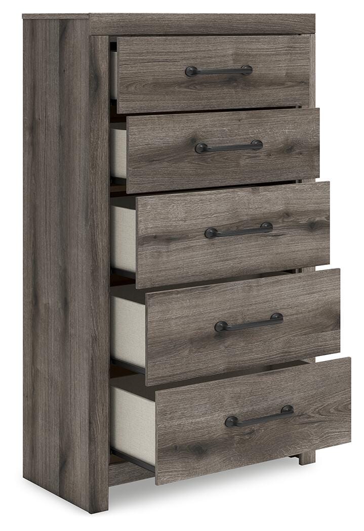 Graystorm Full Panel Bed, Dresser, Mirror, Chest and Nightstand