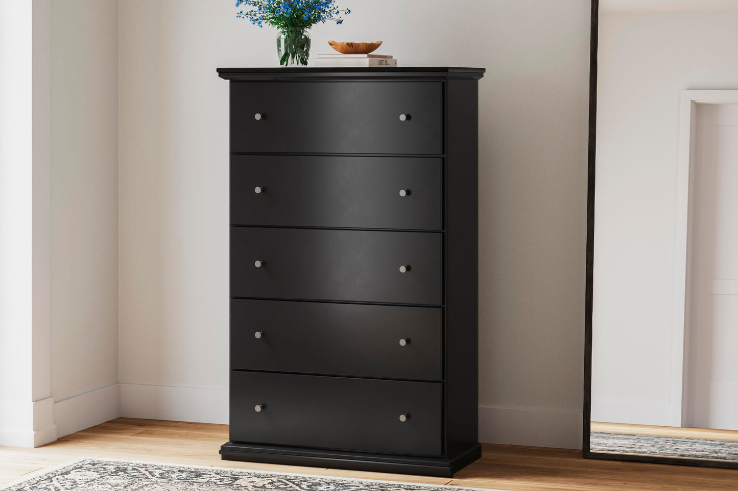 Maribel King Panel Bed, Dresser, Mirror, Chest and Nightstand