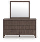 Pamytta Twin Upholstered Panel Bed, Dresser, Mirror and Nightstand