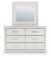 Zuraleus King Upholstered Panel Platform Bed, Dresser and Mirror