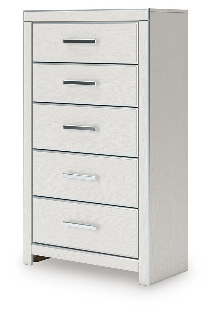 Zuraleus King Upholstered Panel Platform Storage Bed, Dresser, Mirror, Chest and Nightstand