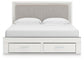 Zuraleus King Upholstered Panel Platform Storage Bed, Dresser and Mirror