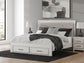 Zuraleus King Upholstered Panel Platform Storage Bed, Dresser and Mirror