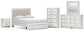 Zuraleus Queen Upholstered Panel Platform Storage Bed, Dresser, Mirror, Chest and Nightstand