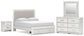 Zuraleus Queen Upholstered Panel Platform Storage Bed, Dresser, Mirror and Nightstand