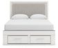 Zuraleus Queen Upholstered Panel Platform Storage Bed, Dresser, Mirror and Nightstand