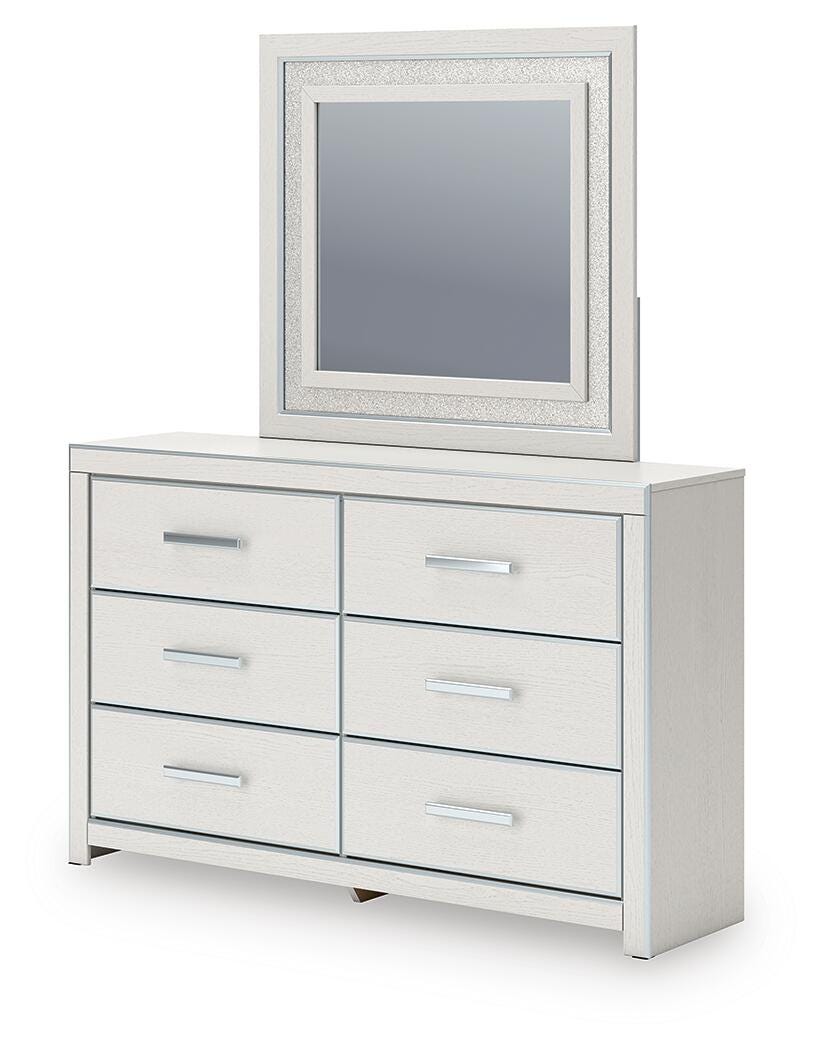 Zuraleus Queen Upholstered Panel Platform Bed, Dresser, Mirror and Nightstand