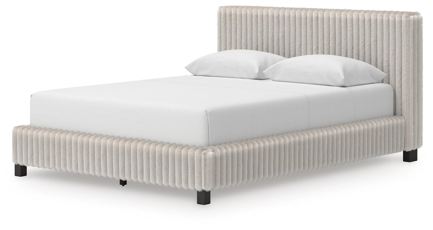 Zuraleus Queen Upholstered Bed, Dresser, Mirror and Nightstand
