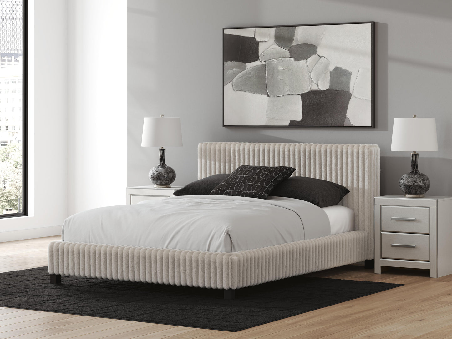 Zuraleus Queen Upholstered Bed, Dresser and Mirror