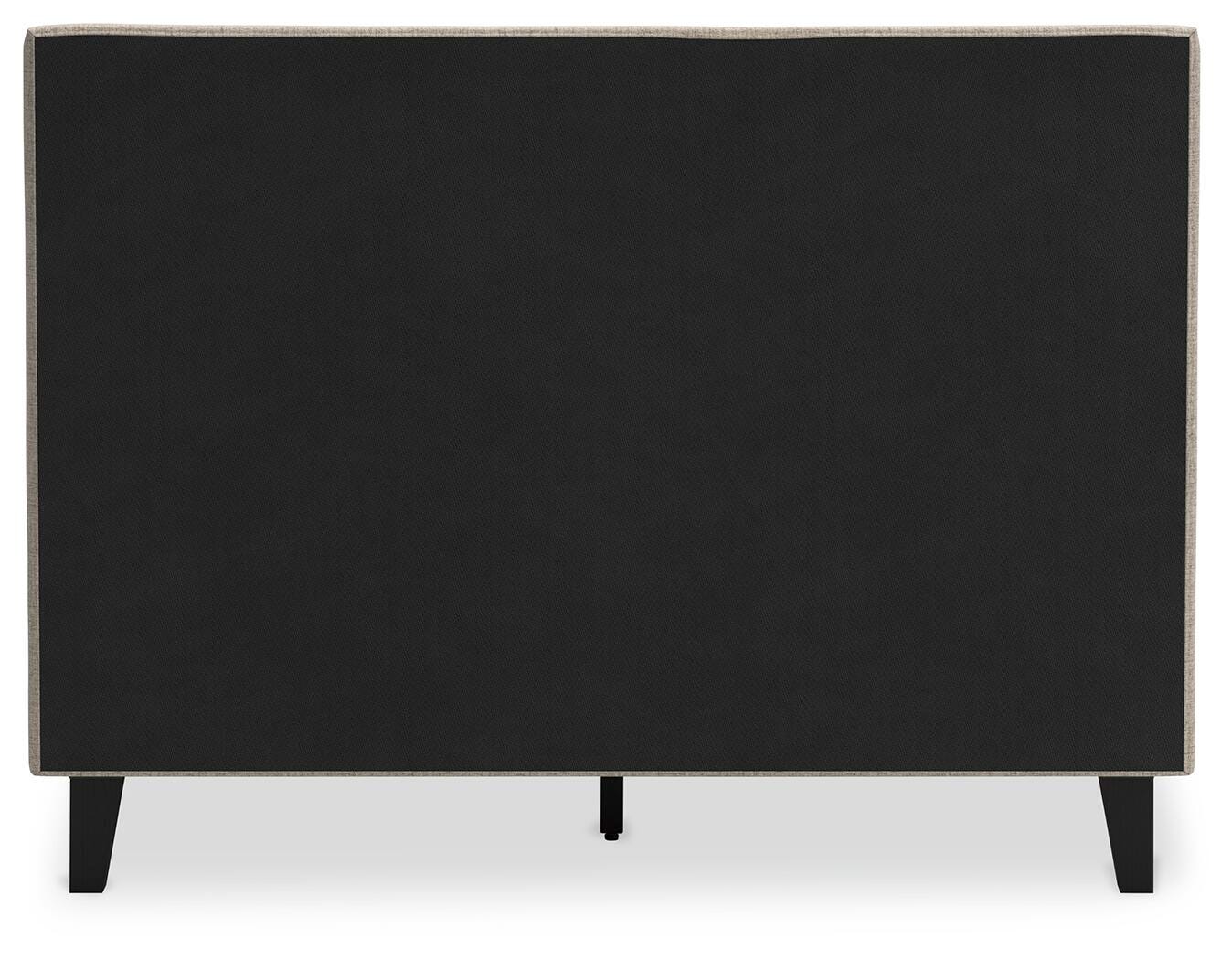 Cielden Full Upholstered Bed with Roll Slats, Dresser, Mirror, Chest and Nightstand