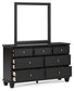 Lanolee Queen Panel Storage Bed, Dresser, Mirror and Nightstand