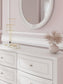Kozlani Full Upholstered Panel Bed, Dresser and Mirror